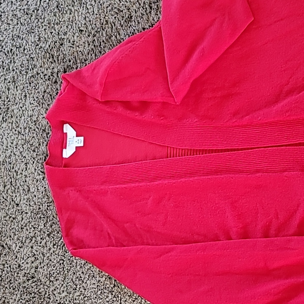 Red cardigan